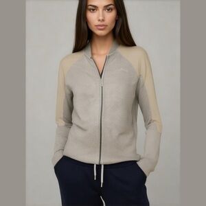 Puma Womens Track Jacket Top Full Zip Grey and Cream Size Small